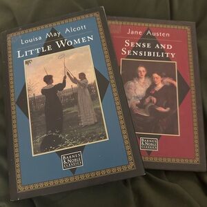 Classic Novels in Blue and Red Covers (Austen & Alcott)